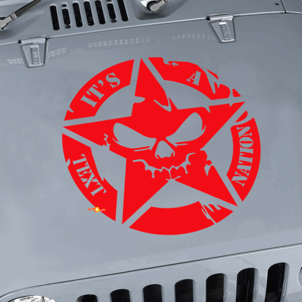 Adesivo Personalizzato Teschio Stellato Militare per Cofano Jeep Wrangler