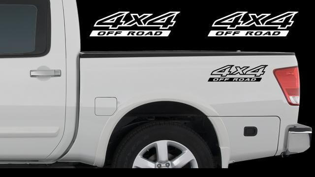 2X Nissan Titan 4x4 Off Road Truck Bed Decal Set Adesivi in ​​vinile con emblema