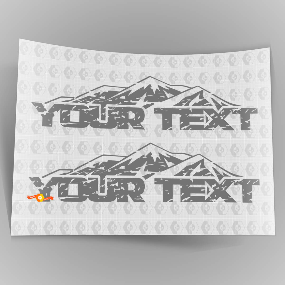 Testo Personalizzato Mountain Graffiato Adesivo Vinile Cappuccio Usurato per Jeep Wrangler