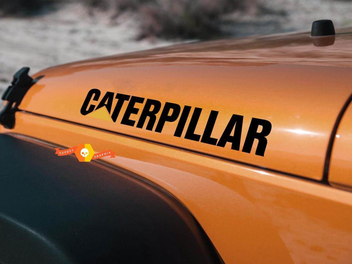 Adesivo in Vinile per Cofano Stile Caterpillar per Jeep Wrangler JL JK TJ YJ