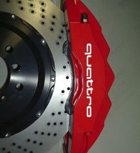 Set da 8 Adesivi in Vinile Alta Temperatura per Pinza Freno Audi Quattro