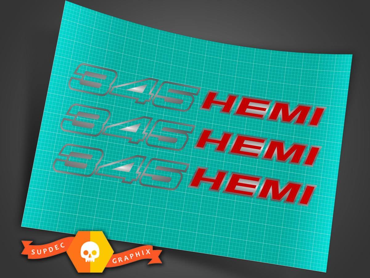345 HEMI 5.7L Adesivi Cofano Coppia per Dodge Challenger Charger