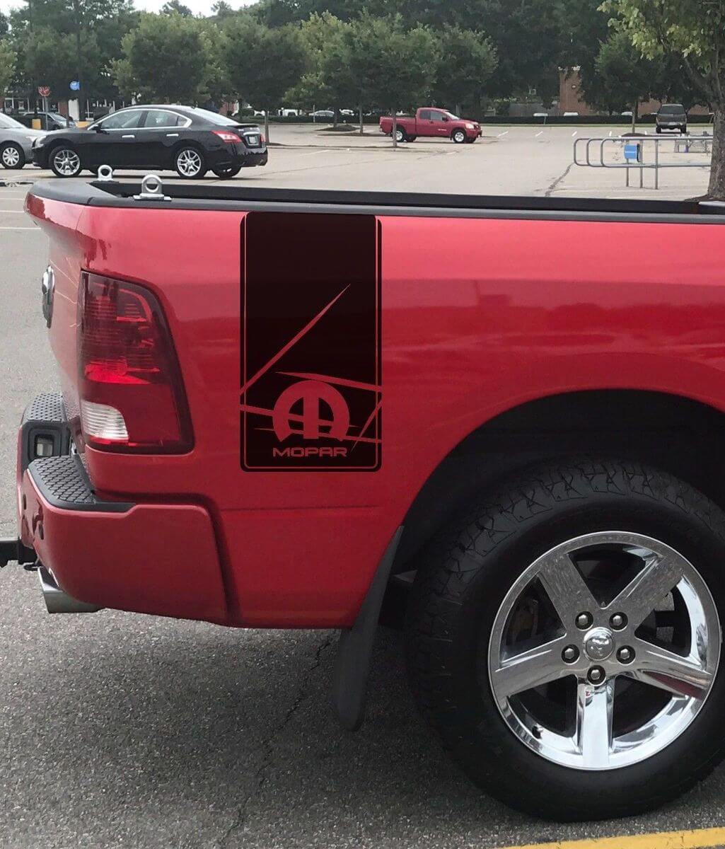 2 decalcomanie grafiche in vinile strisce da corsa adesivo Dodge Ram letto posteriore hemi mopar 5.7
