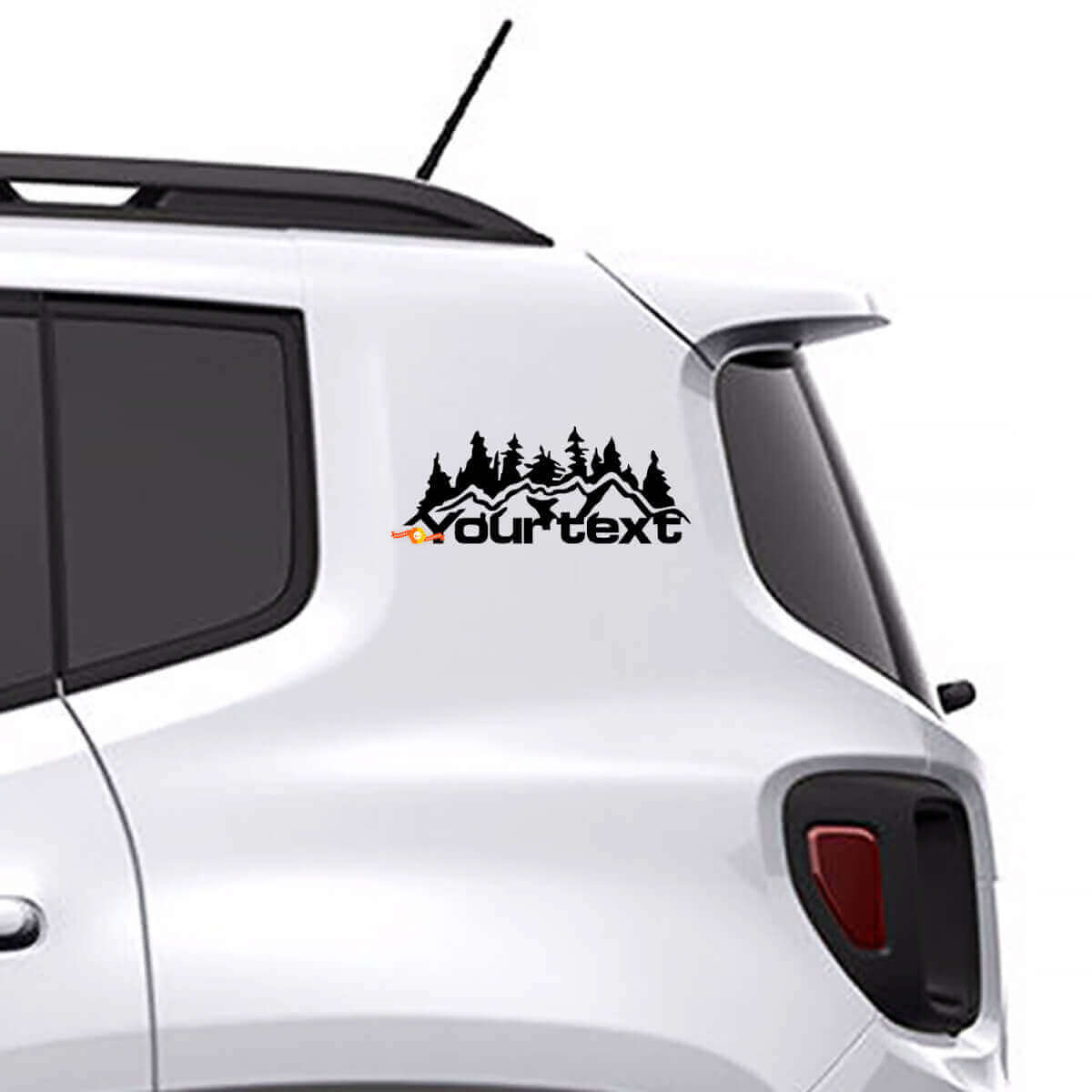 Testo Personalizzato Montagne Foresta Adesivo in Vinile Grafica per Jeep Renegade