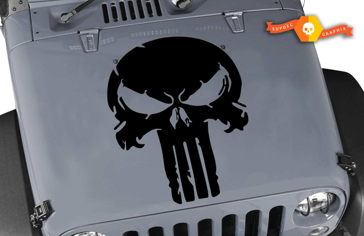 Adesivo in vinile con teschio Punisher in difficoltà Jeep Hood Ford Chevy Dodge

