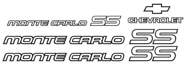 Monte Carlo SS 85 86 Restauro Vinile Decalcomanie Adesivi Kit Chevy 1985 1986 Nuovo
