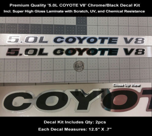 Kit Adesivi in Vinile con Cofano Cromato 5.0L Coyote V8 per Musclecar Musclecarmodel