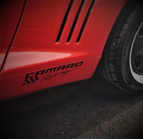 (2) Camaro Racing Vinyl Decalcomania Decalcomania Sticker Rocker Panel LS LT RS SS ZL1