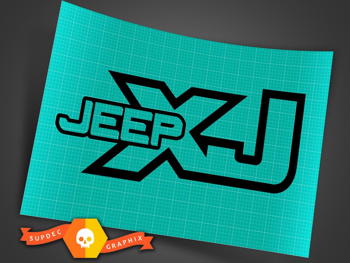 Jeep XJ - Nero - Decalcomania in vinile Adesivo Off Road Cherokee Trails Rock Crawling 4x4