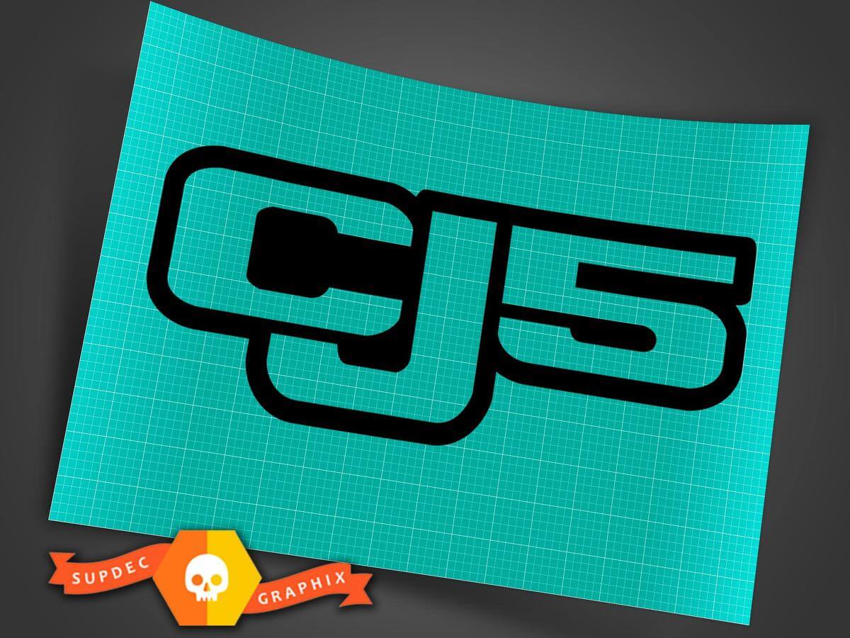 Jeep CJ5 - Nero- Decalcomania in vinile adesivo Off Road CJ 5 Trails Rock Crawling 4x4