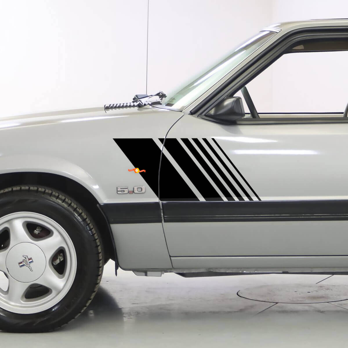 Kit di Adesivi a Strisce Laterali Sbiadite a Lampi per Ford Mustang 1979-93