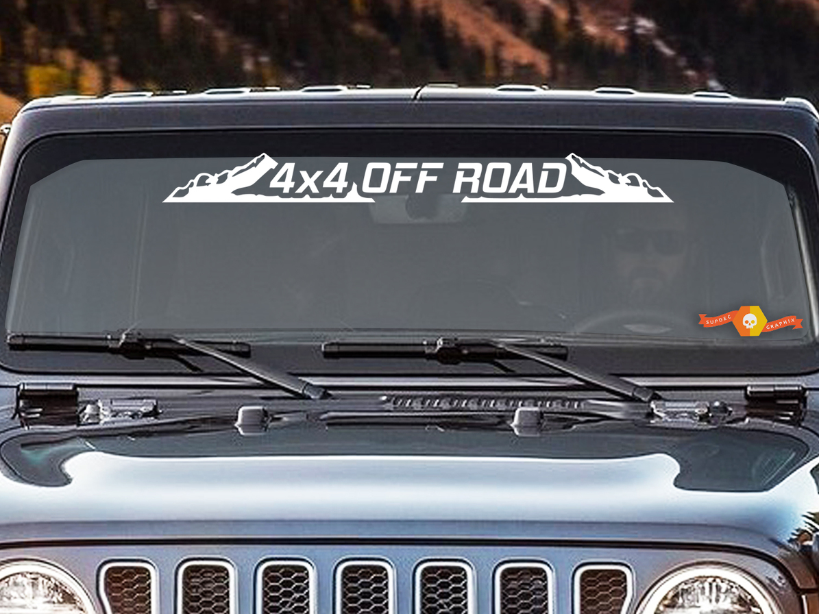 4x4 OFF ROAD - Decalcomania per striscione per parabrezza L'adesivo per finestra posteriore si adatta al fango Jeep