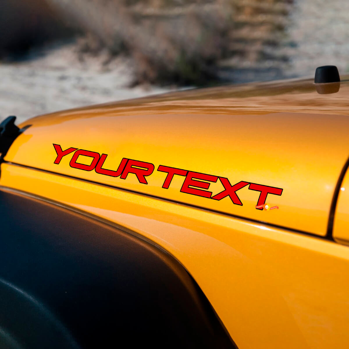 Adesivo in vinile testuale personalizzato per cofano laterale Jeep Wrangler Rubicon