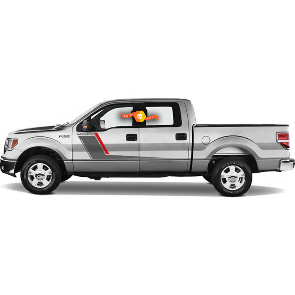 Adesivi Grafici Strisce Laterali Platino Duo Colore in Vinile per Ford F-150