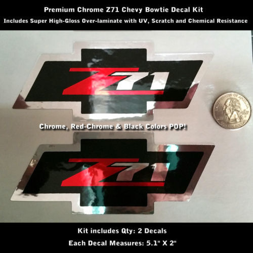 Z71 Chevy Bowtie Decalcomania Decalcomanie Kit coppia Chrome Super High Gloss 0108