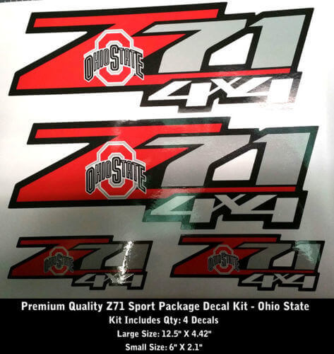 Kit di adesivi laterali in vinile stile Ohio State Z71 4x4 per camion Chevrolet