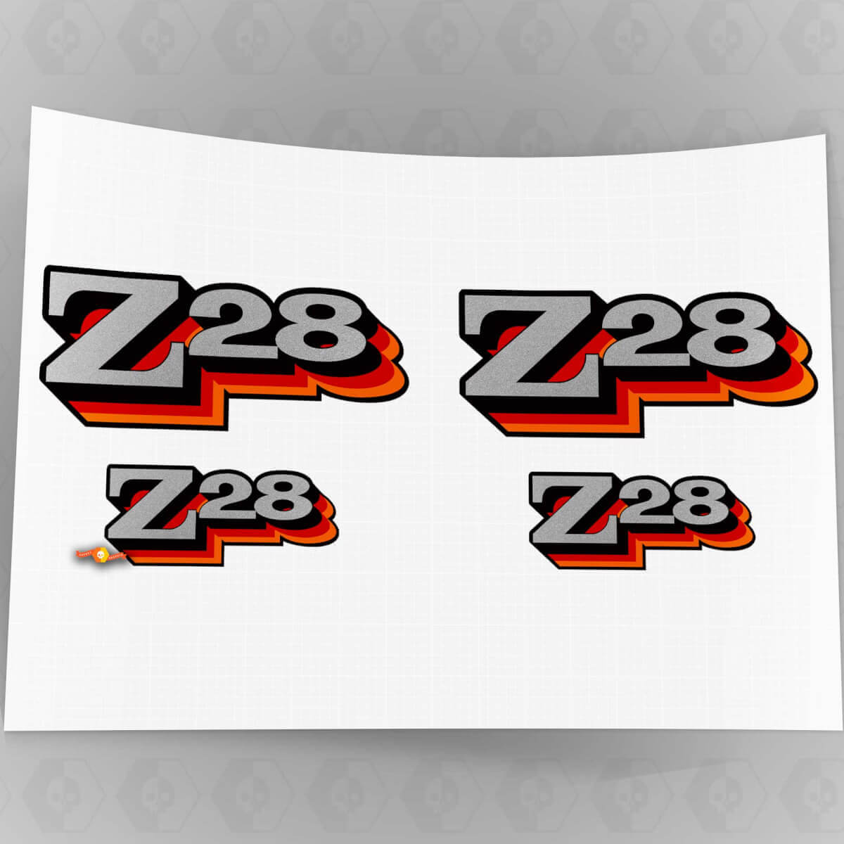 Kit adesivi decalcomania Z28 Camaro 2 pezzi Fender 1977 1978 Vintage rosso arancione 5,3" X 2,1" 0151

