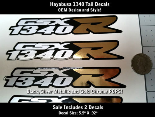 1340 Hayabusa Style Decalcomanie originali Decalcomanie Black Metallic Silver Gold Chrome 5.5 