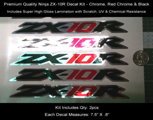 Ninja ZX10R Kit decalcomania posteriore 2PCS 08-09 cromato rosso nero 7,5 pollici 0121