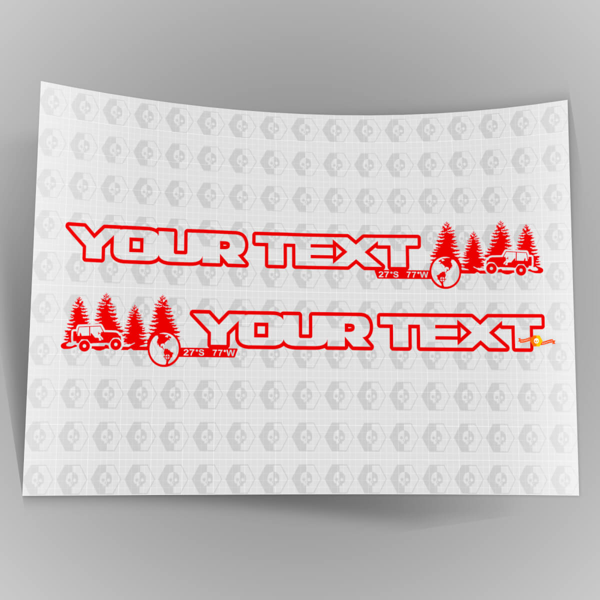 Set di 3 Adesivi in Vinile per Cofano Off Road per Jeep Wrangler Unlimited