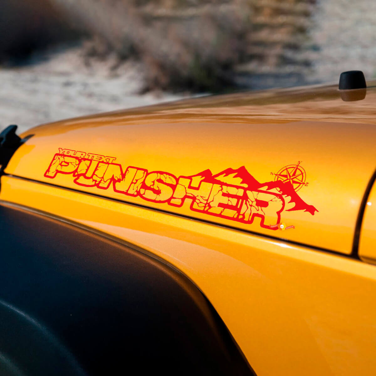 Kit di adesivi in vinile laterali per cofano in stile Punisher personalizzato per Jeep Wrangler