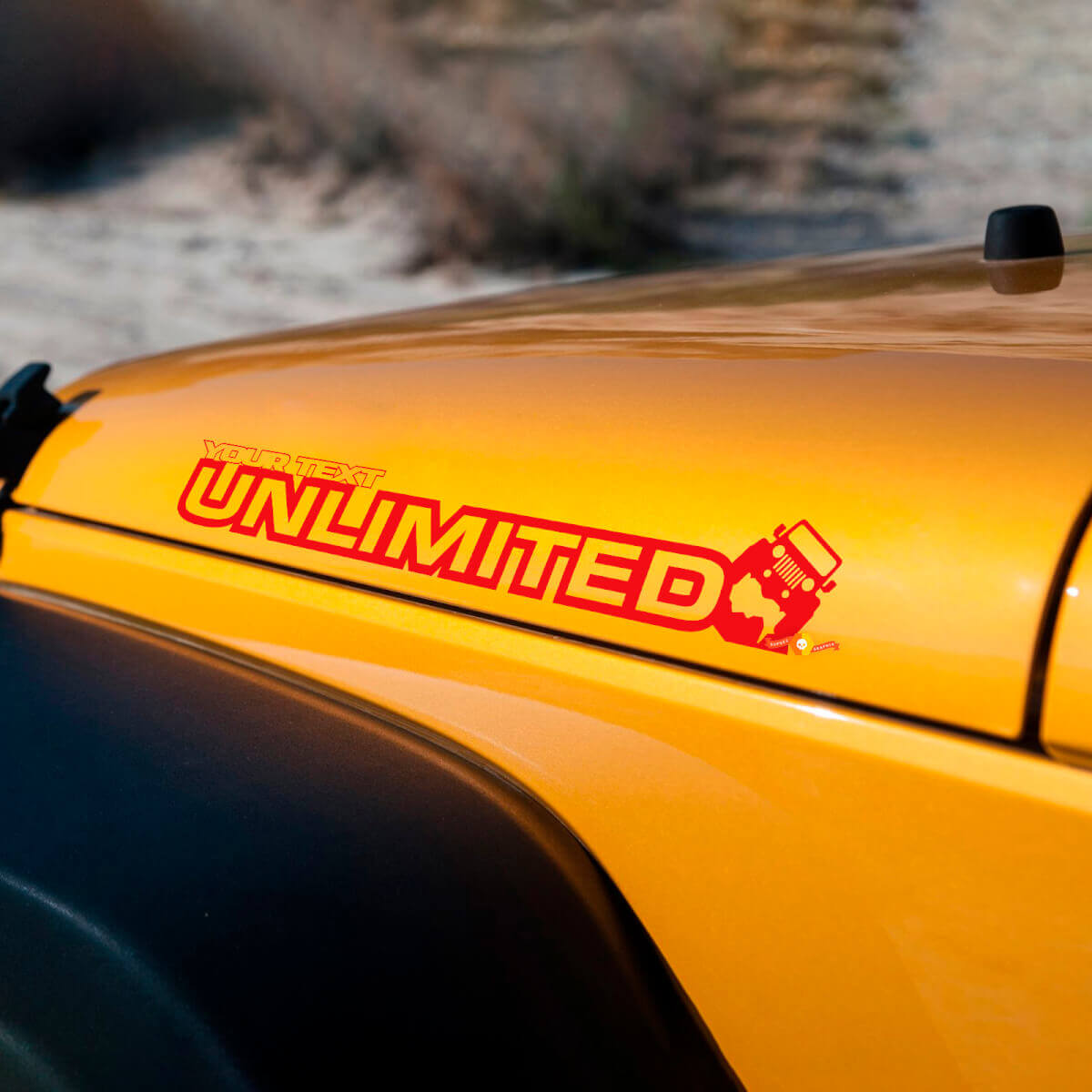 Testo personalizzato Adesivi in vinile Cofano Jeep Off Road Unlimited Decalcomania Grafica 2 per Jeep Wrangler Unlimited
