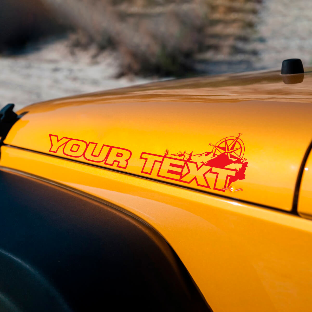 Coppia adesivi per cofano Jeep Wrangler Rubicon in vinile, decalcomanie illimitate o testo personalizzato
