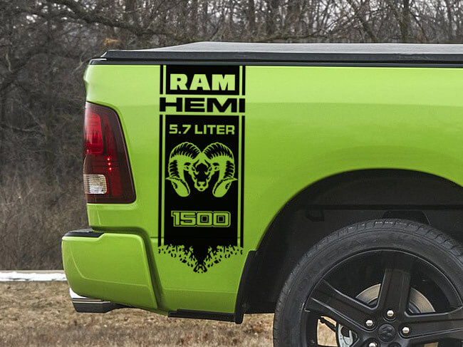 Kit di adesivi in vinile a strisce laterali per cassone 4x4 5.7L Hemi per Dodge Ram 1500
