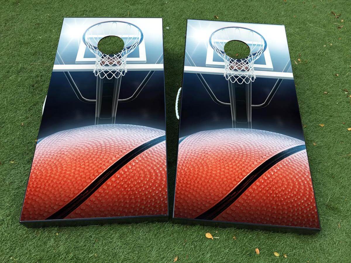 Set di Adesivi in Vinile per Tavola Cornhole a Tema Canestro da Basket