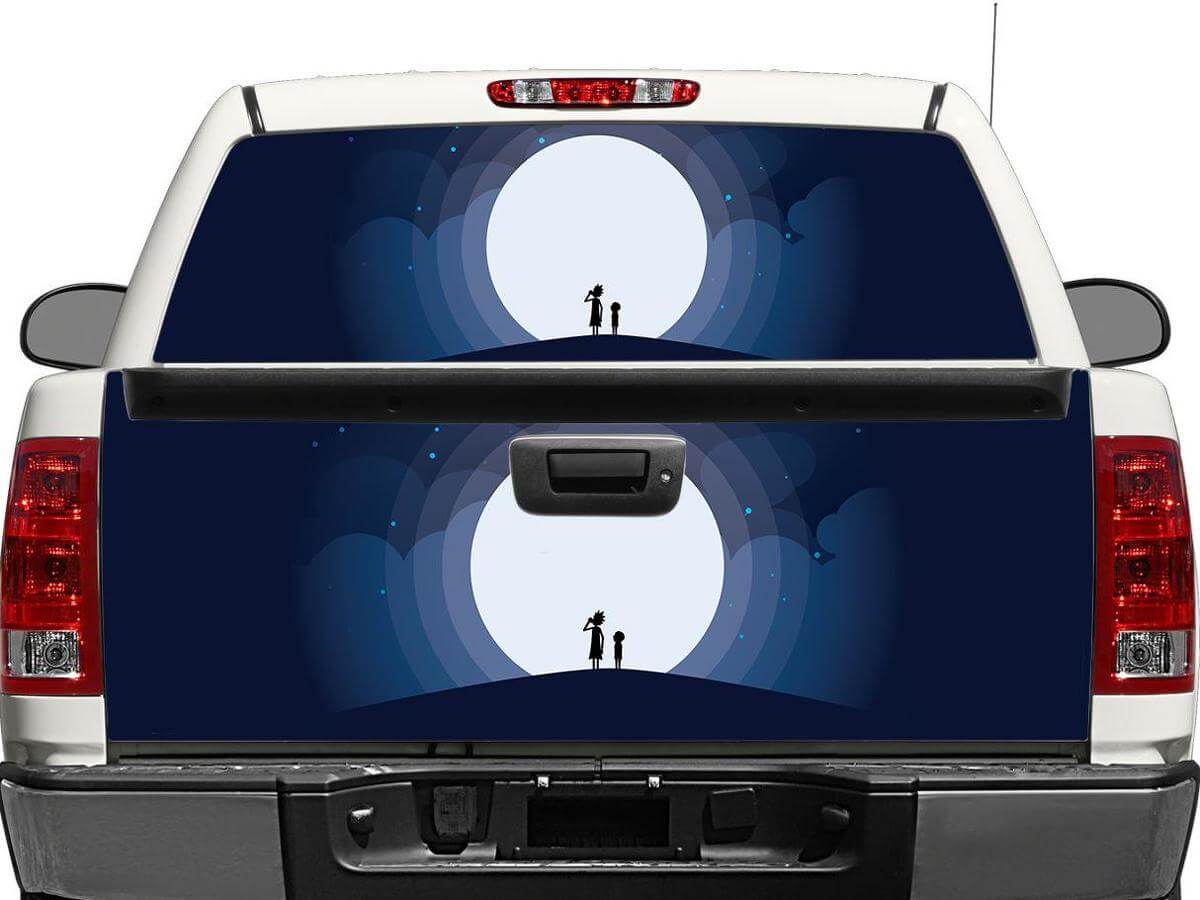 Adesivo in Vinile per Finestrino Posteriore o Portellone Cartoon Rick and Morty per Pick-up, SUV