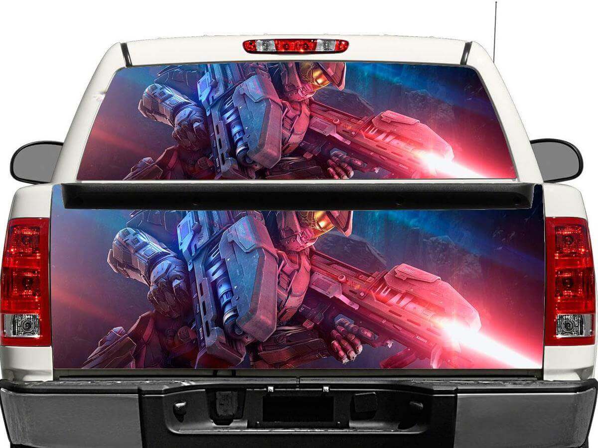 Adesivo in Vinile per Finestrino Posteriore o Portellone Halo Master Chief Warrior per Camion