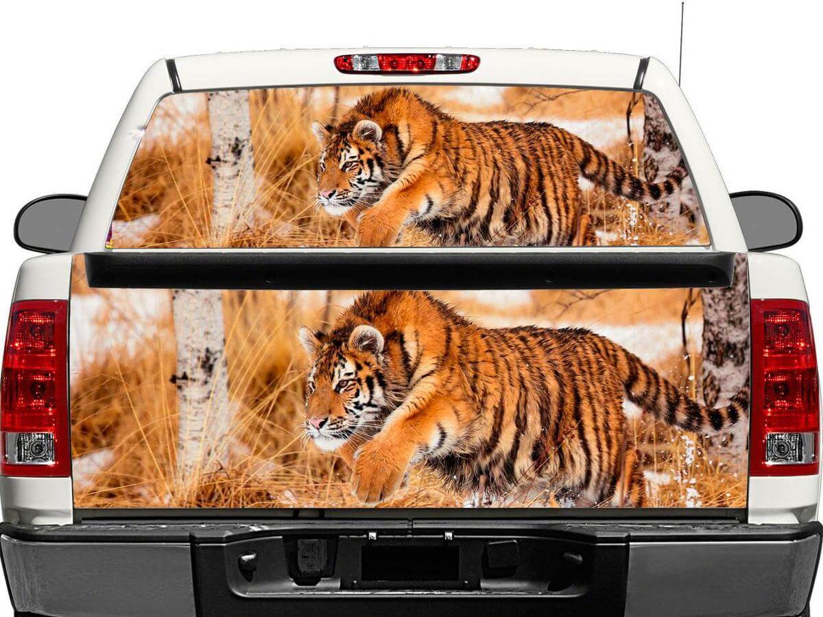 Adesivo in vinile Tiger Wildlife per finestrino posteriore o portellone per pick-up e SUV