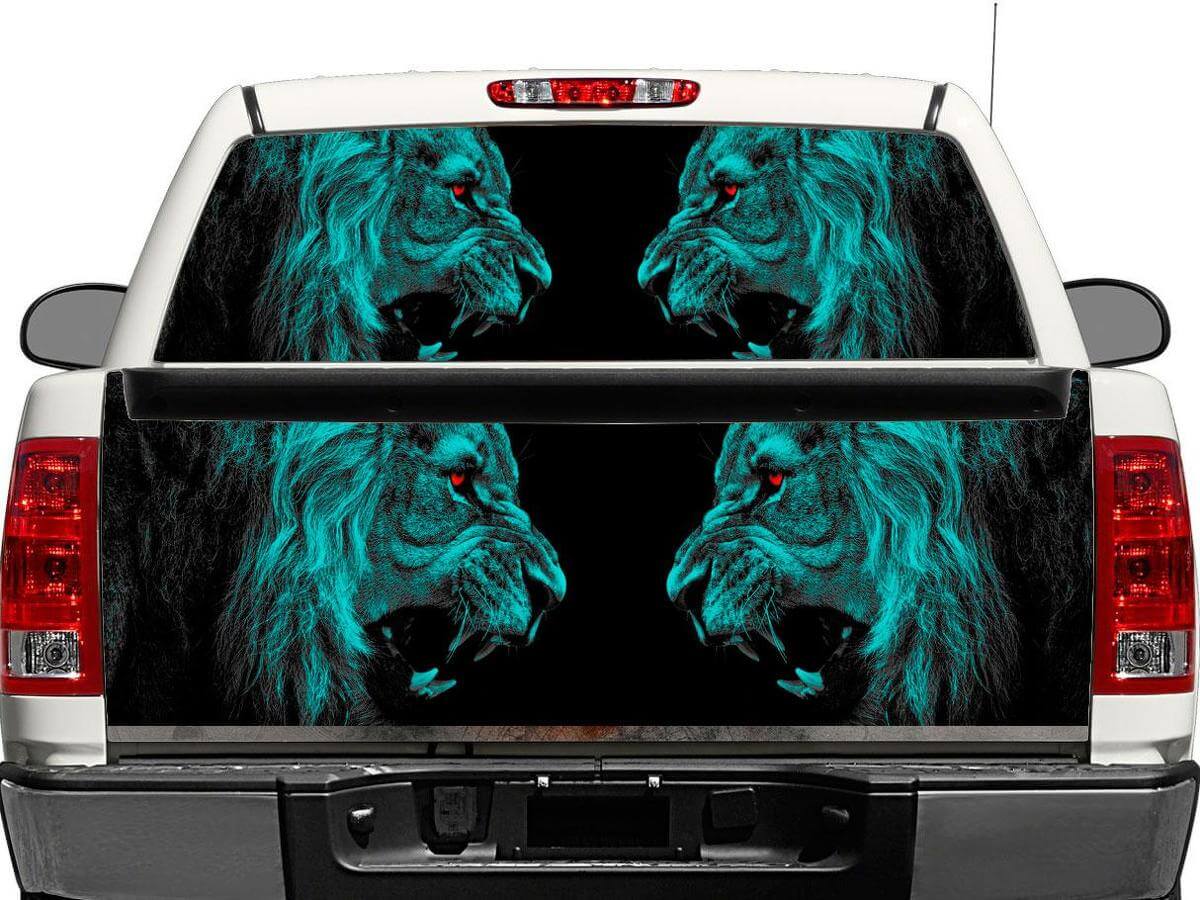 Adesivo in vinile Angry Lions per finestrino posteriore o portellone per pick-up e SUV