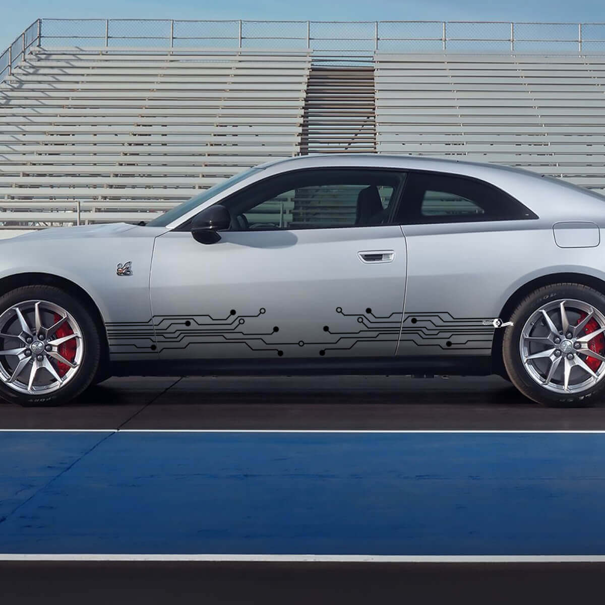 Adesivo Vinile Laterale Stile Microchip per Dodge Charger Electric 2024+