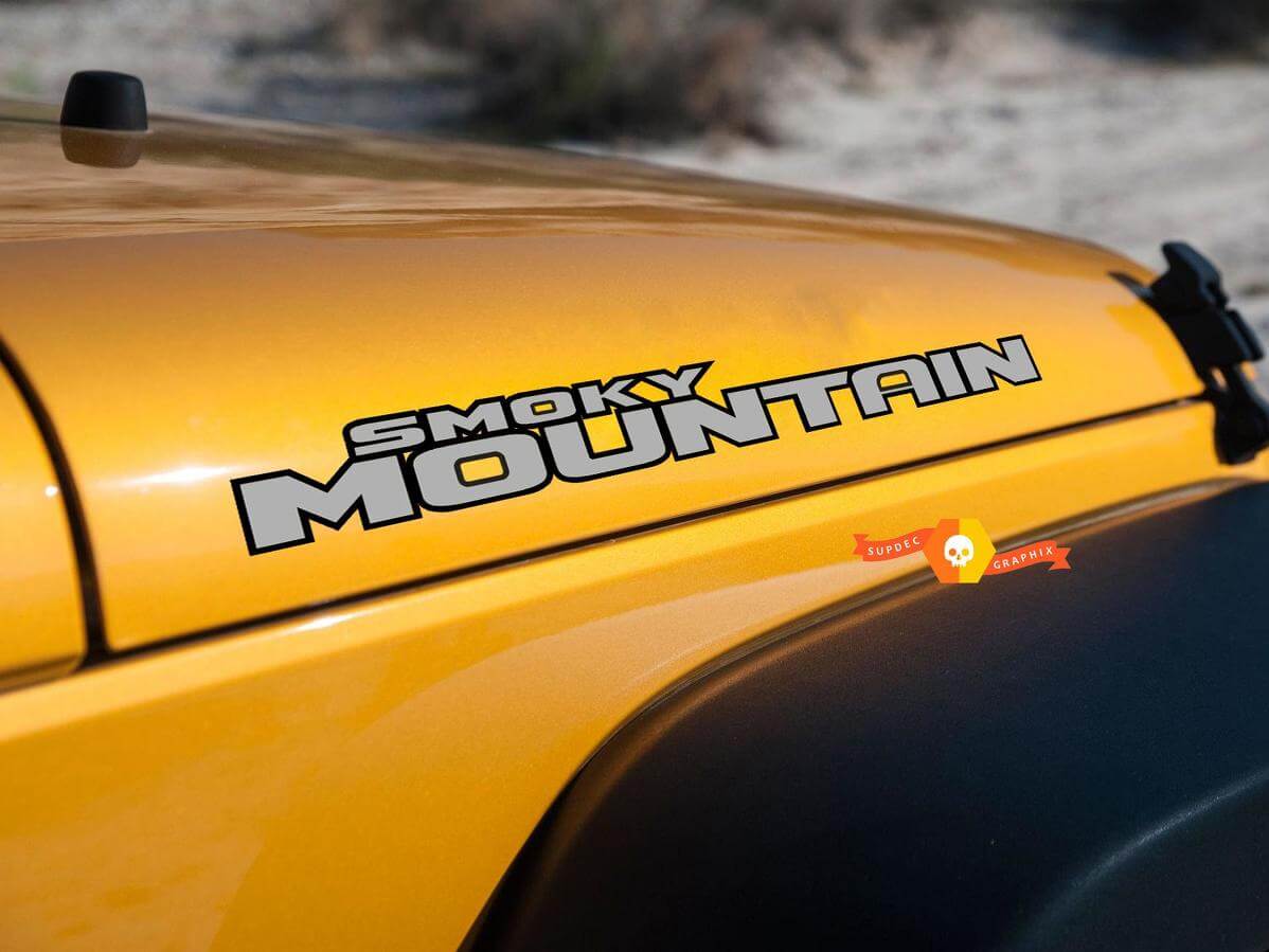 Set di Adesivi Laterali per Cofano Smoky Mountain in Vinile per Jeep Wrangler JK TJ YJ