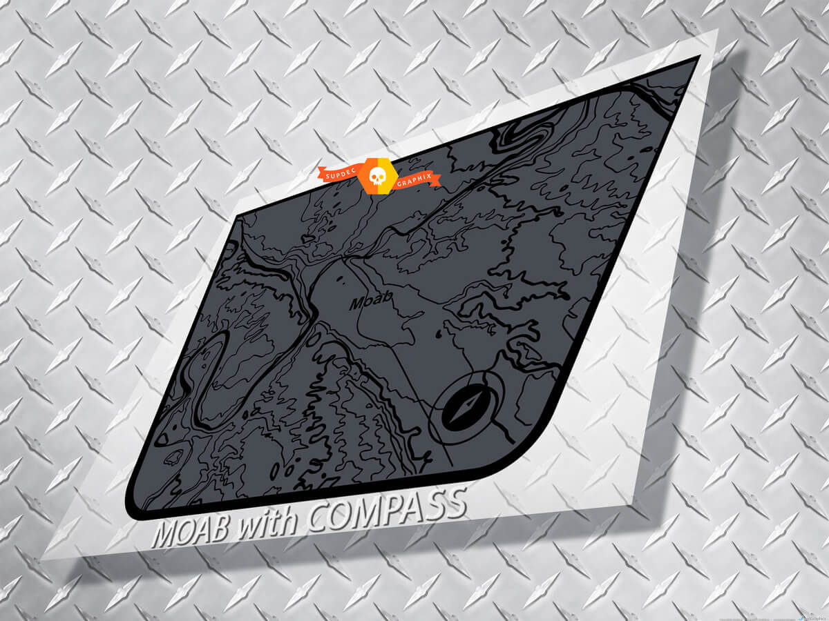 Adesivo in vinile nero Moab Map with Compass Blackout Hood per Jeep Wrangler