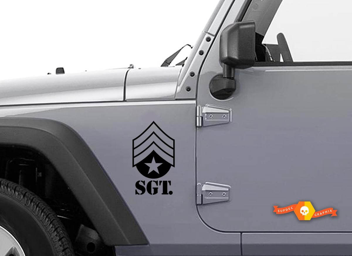 Kit adesivi parafango laterale Sergente Militare SGT per Jeep Wrangler TJ LJ JK