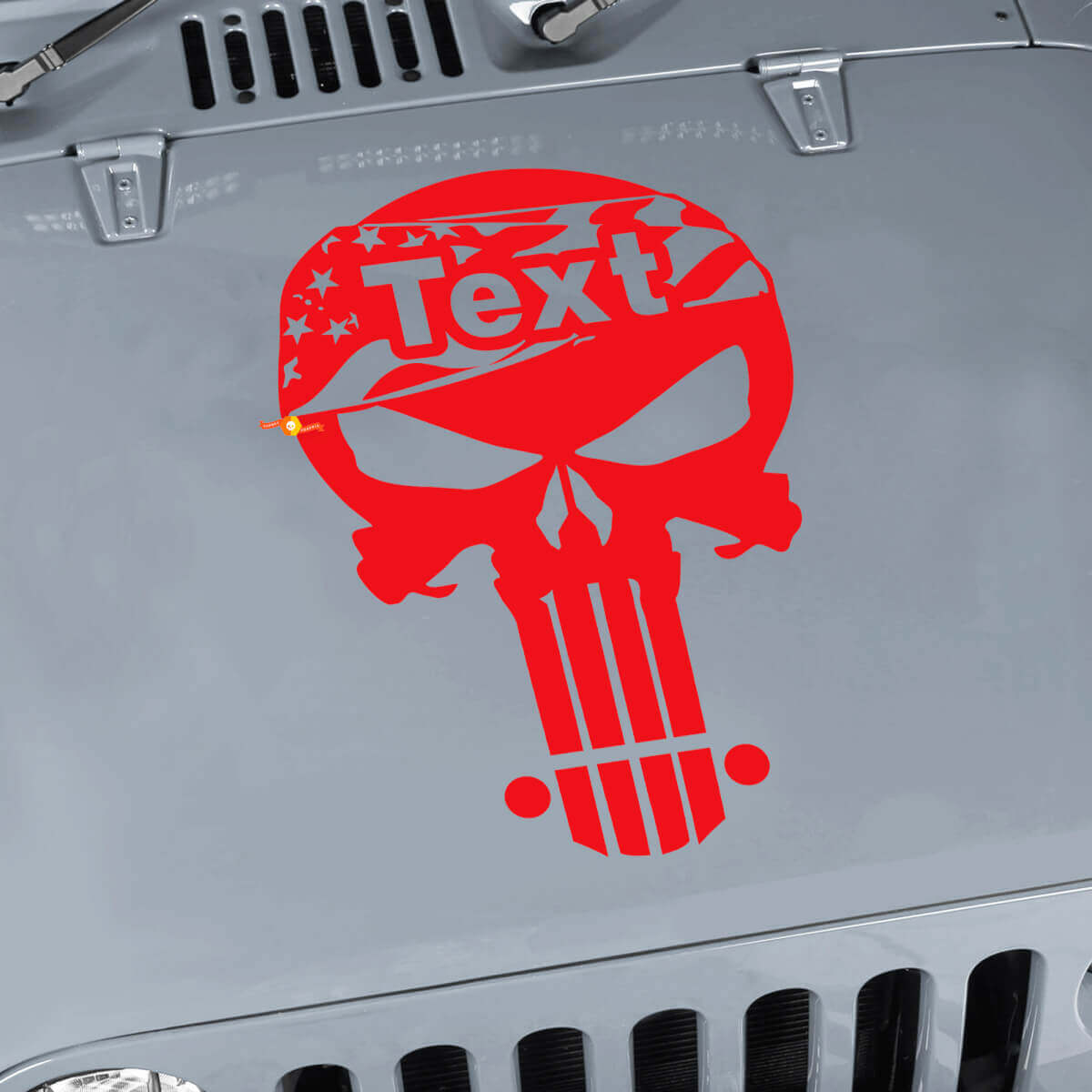 Adesivo in vinile personalizzato Cofano Teschio Punisher Bandiera USA per Jeep Wrangler