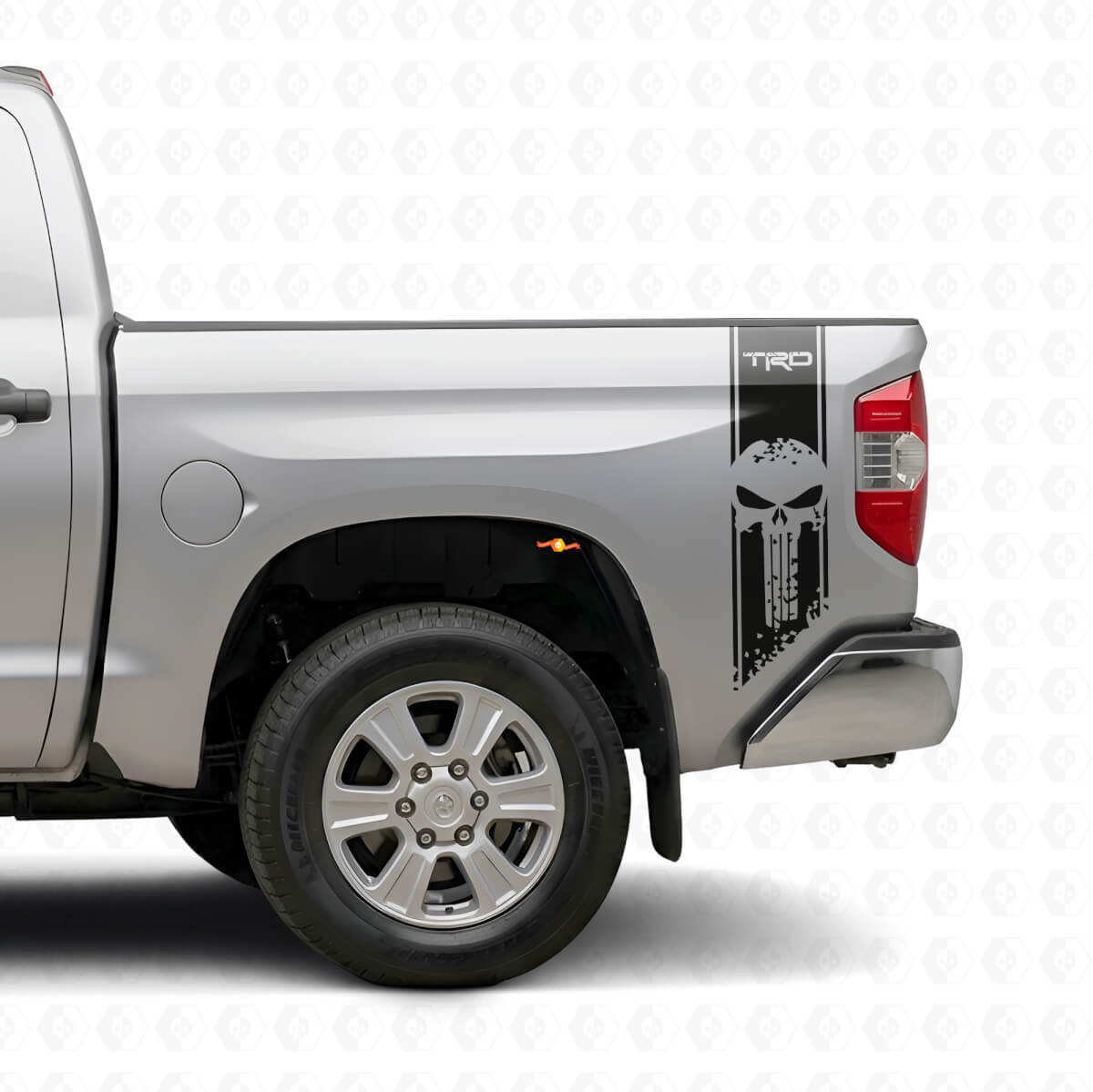 Set di Adesivi Vinilici Laterali Posteriori TRD Punisher Skull per Toyota Tacoma Tundra