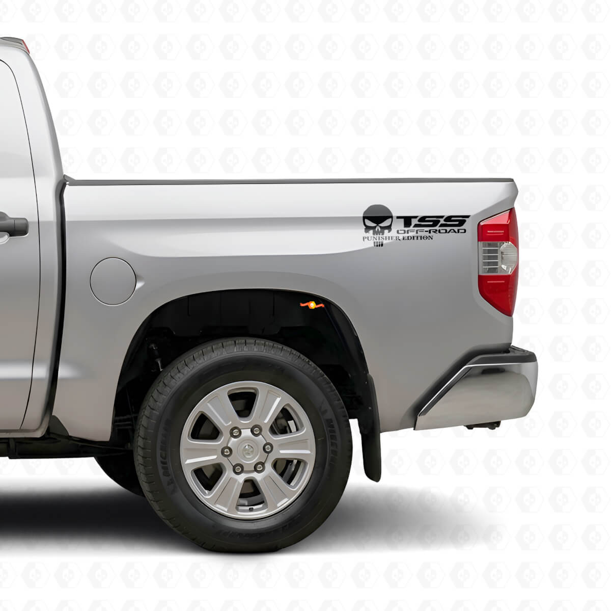 Kit Adesivi Vinile Laterali Posteriori TSS Off Road Edizione Punisher per Toyota Tacoma Tundra