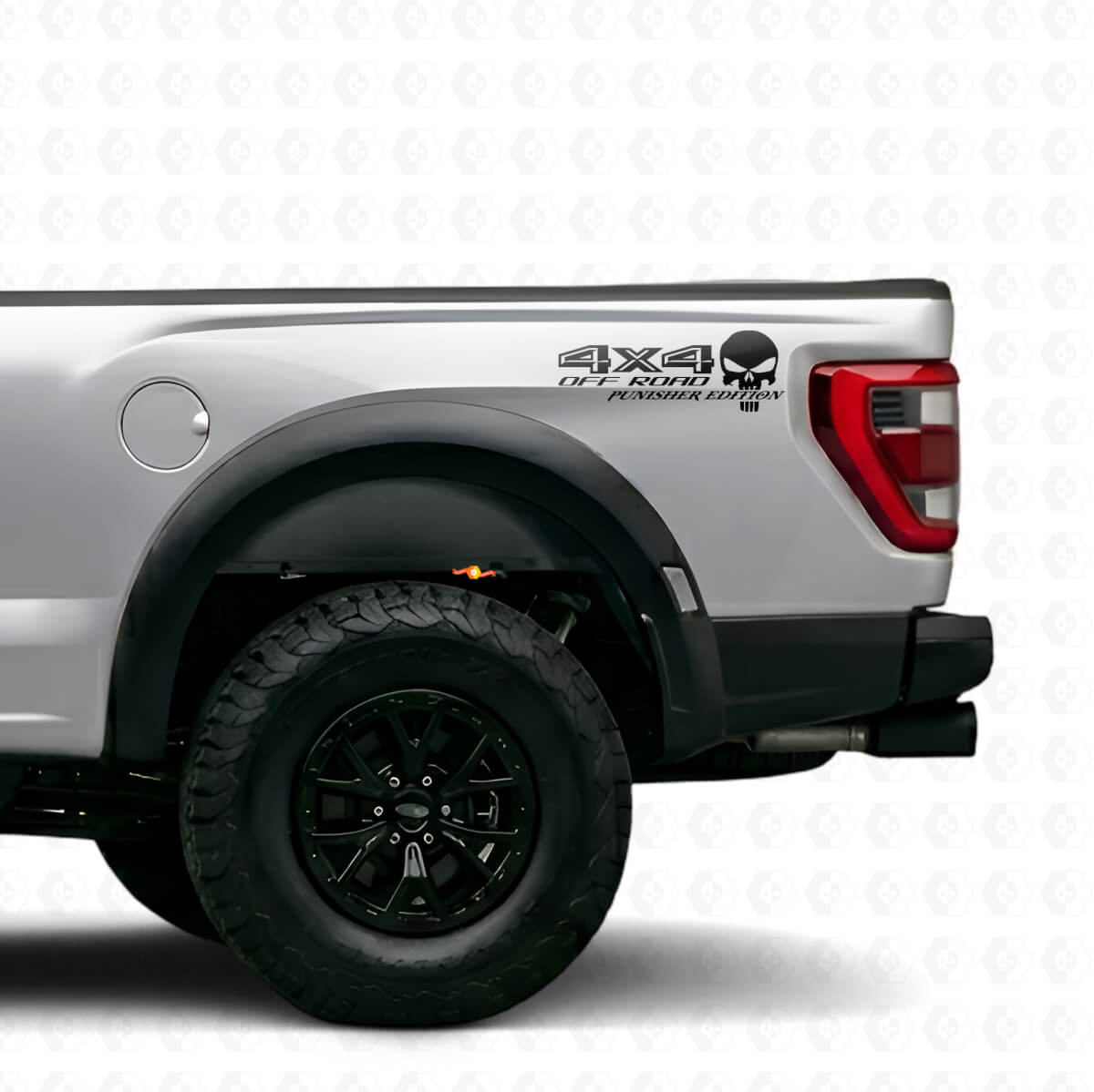 Coppia di Adesivi Laterali per Pianale 4x4 Off Road Edizione Punisher per camion Musclecar