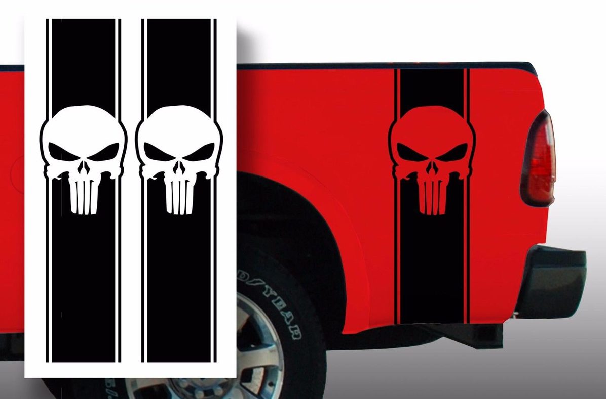 Punisher Chevy Ford Dodge Pickup Truck Stripes Strisce Adesivi Decalcomania / Scegli colore