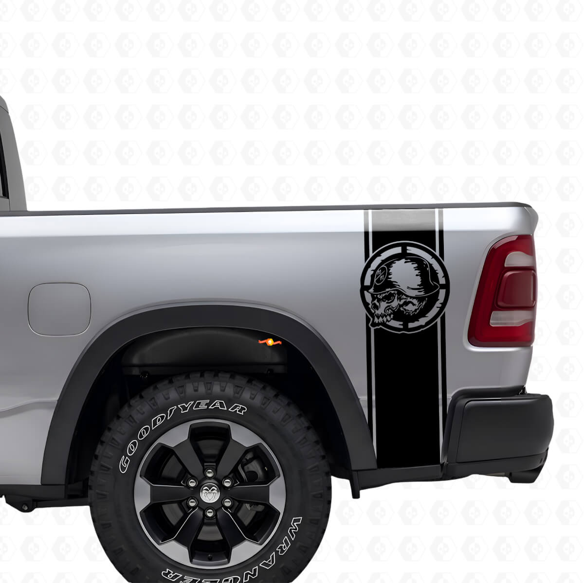 Set di Adesivi in Vinile Strisce Laterali Posteriori Metal Mulisha Skull per Pickup