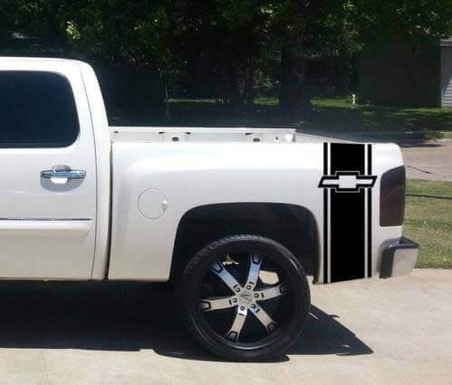 Set di 2 Adesivi Striscia Letto con Logo Chevrolet Bow Tie Personalizzato per Pickup Chevy