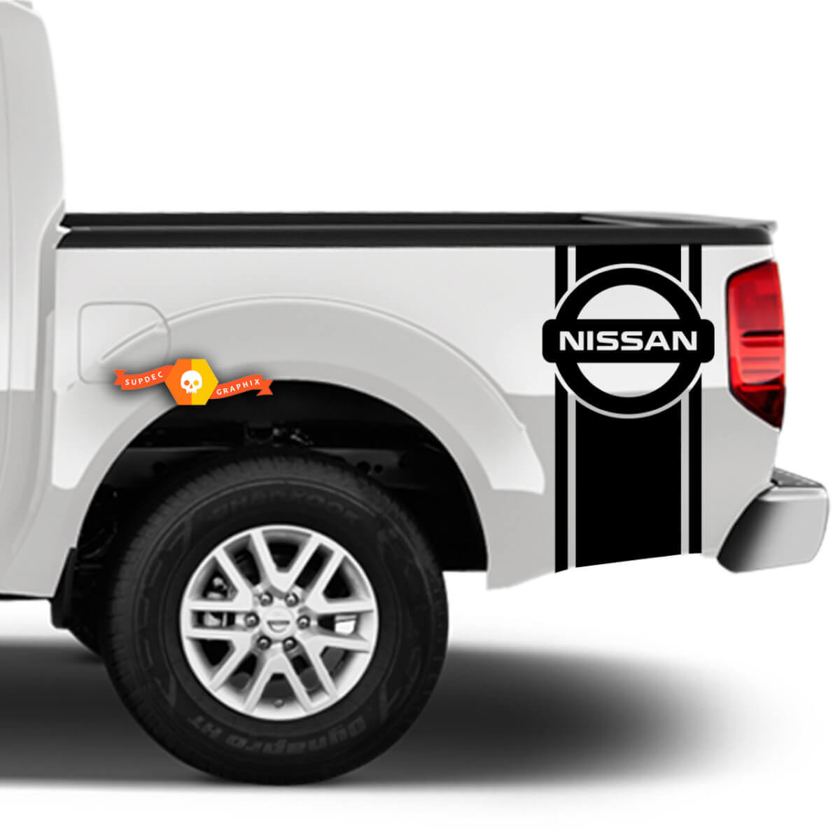 Kit Adesivi in Vinile con Strisce Laterali Posteriori con Logo Nissan per Nissan Pickup