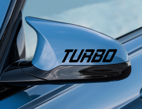 Confezione da 2 decalcomanie Turbo - adesivo in vinile con logo dell'auto sulla gonna del cofano - si adatta a Audi a4 a3 - SS23