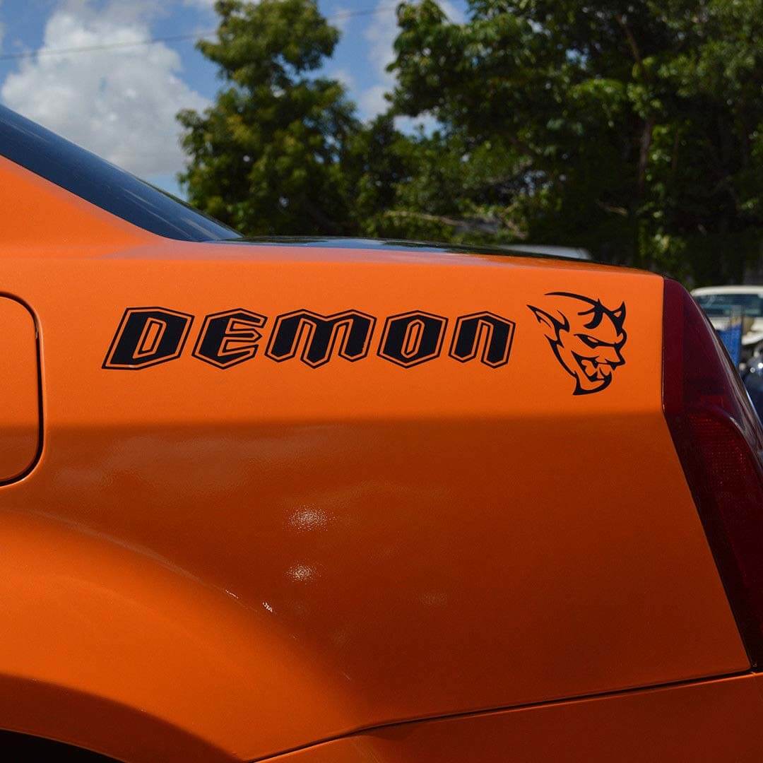 Set di Adesivi in Vinile con Logo Laterale Demon Style per Dodge Challenger