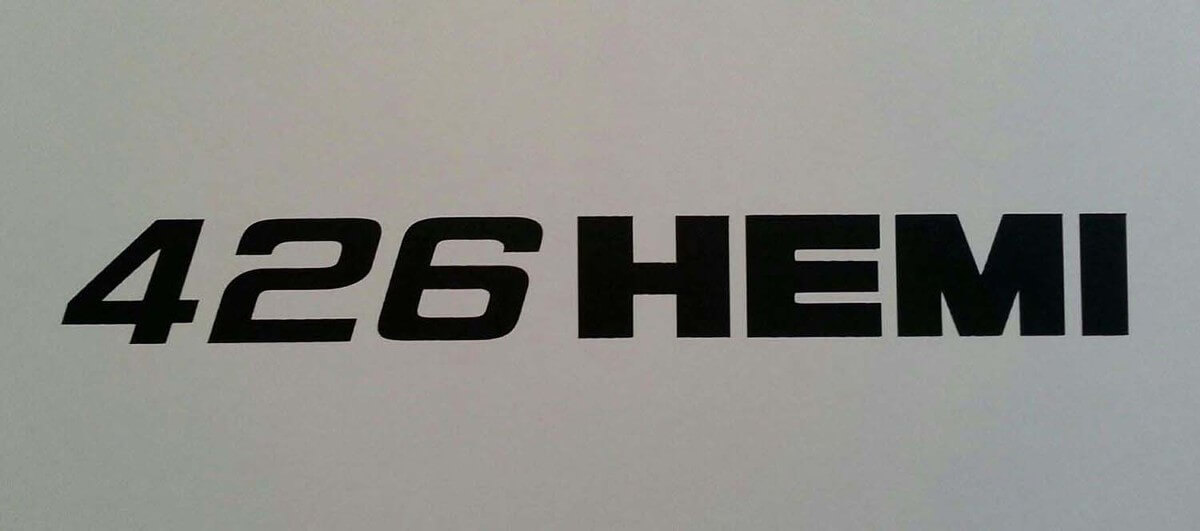 Adesivo Vinil 426 HEMI R/T per Dodge Challenger Charger Plymouth Cuda Demon