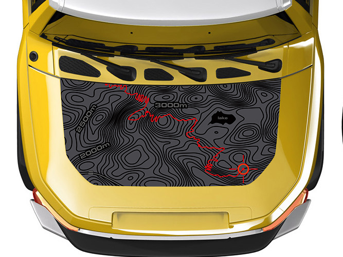 Copertura oscurante per cofano TOPO Mappa topografica per adesivo Toyota FJ Cruiser
