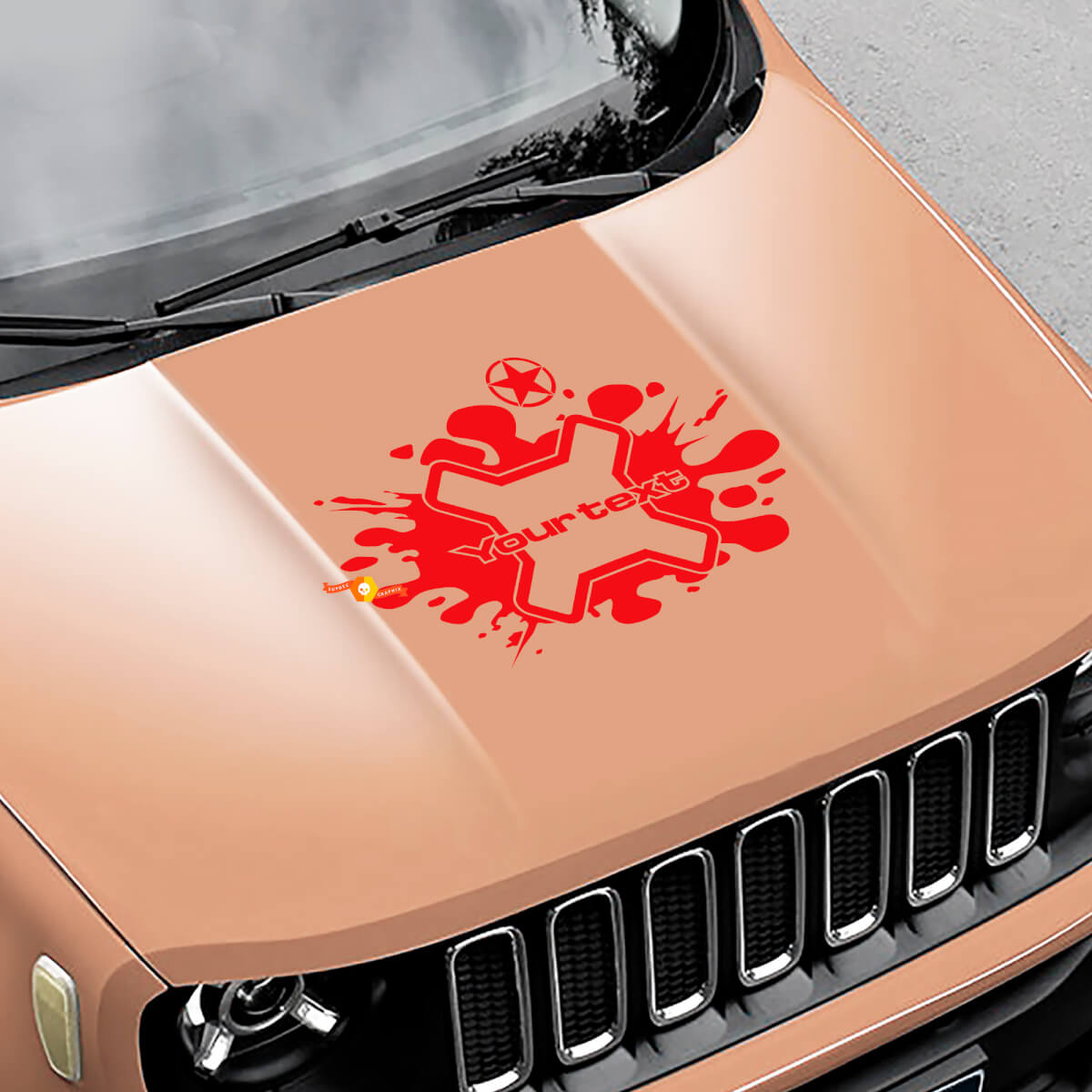 Jeep Renegade Logo Splash Army Star Grunge Graphic Vinyl Decal Sticker Hood Side